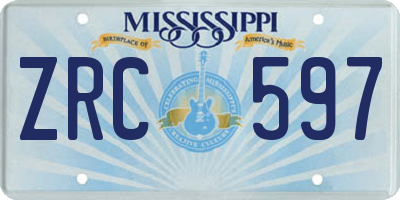 MS license plate ZRC597