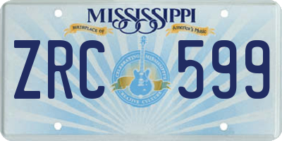 MS license plate ZRC599