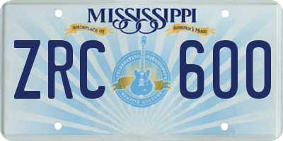 MS license plate ZRC600