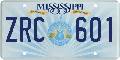 MS license plate ZRC601