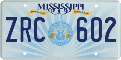 MS license plate ZRC602