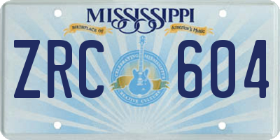 MS license plate ZRC604