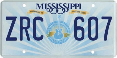 MS license plate ZRC607