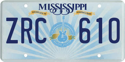 MS license plate ZRC610