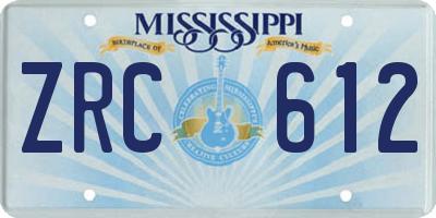 MS license plate ZRC612