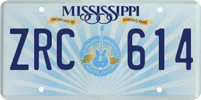 MS license plate ZRC614
