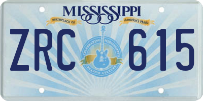 MS license plate ZRC615
