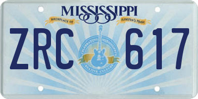 MS license plate ZRC617