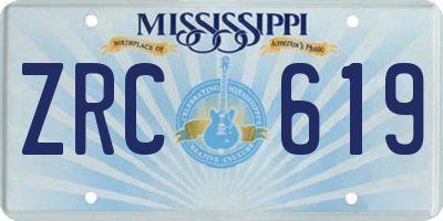 MS license plate ZRC619