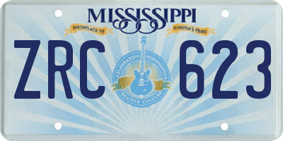 MS license plate ZRC623