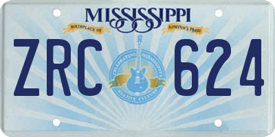 MS license plate ZRC624