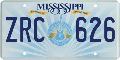 MS license plate ZRC626