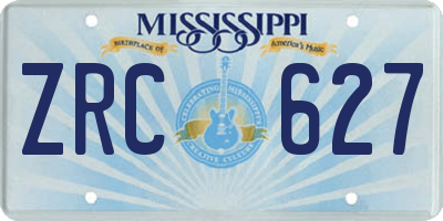 MS license plate ZRC627