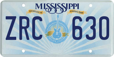 MS license plate ZRC630
