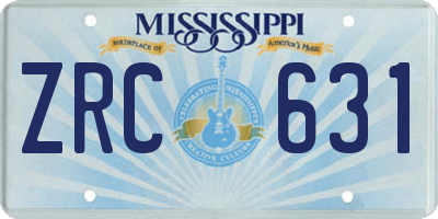MS license plate ZRC631