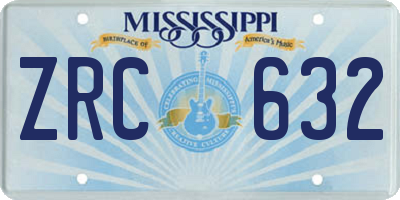 MS license plate ZRC632