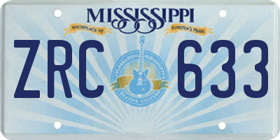 MS license plate ZRC633