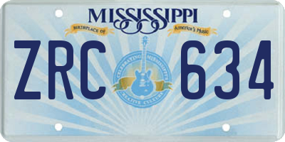 MS license plate ZRC634