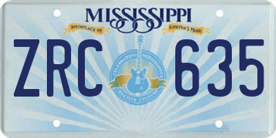 MS license plate ZRC635