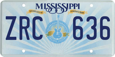 MS license plate ZRC636
