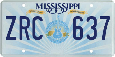 MS license plate ZRC637