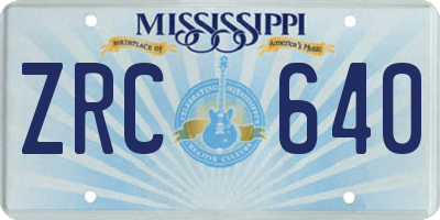 MS license plate ZRC640