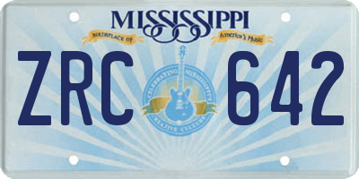 MS license plate ZRC642