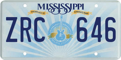 MS license plate ZRC646