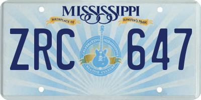 MS license plate ZRC647