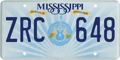 MS license plate ZRC648