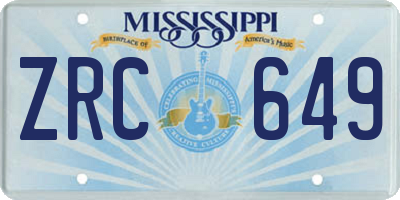 MS license plate ZRC649