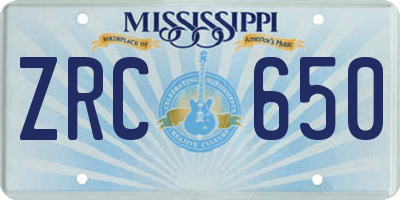MS license plate ZRC650