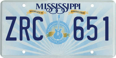 MS license plate ZRC651