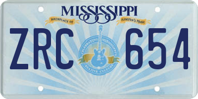 MS license plate ZRC654