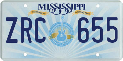 MS license plate ZRC655