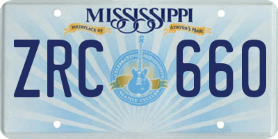 MS license plate ZRC660