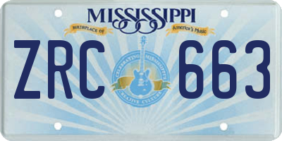 MS license plate ZRC663