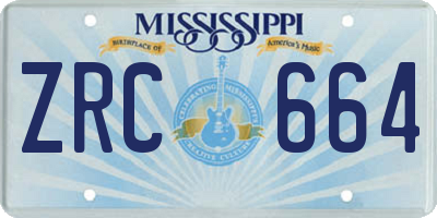 MS license plate ZRC664