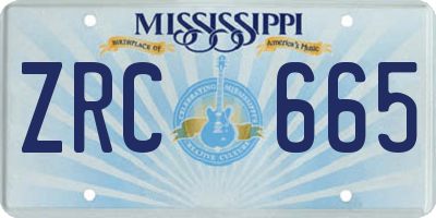 MS license plate ZRC665