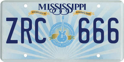 MS license plate ZRC666