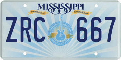 MS license plate ZRC667