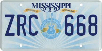MS license plate ZRC668