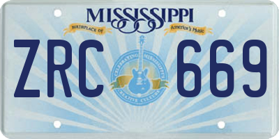 MS license plate ZRC669