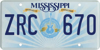 MS license plate ZRC670