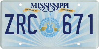 MS license plate ZRC671