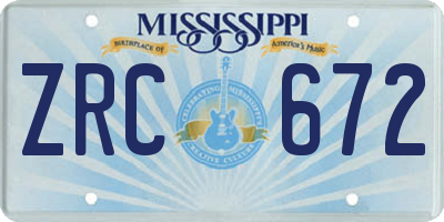 MS license plate ZRC672