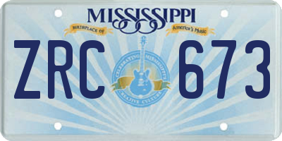 MS license plate ZRC673