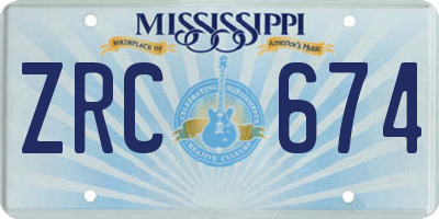 MS license plate ZRC674