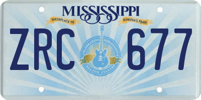 MS license plate ZRC677