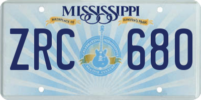 MS license plate ZRC680